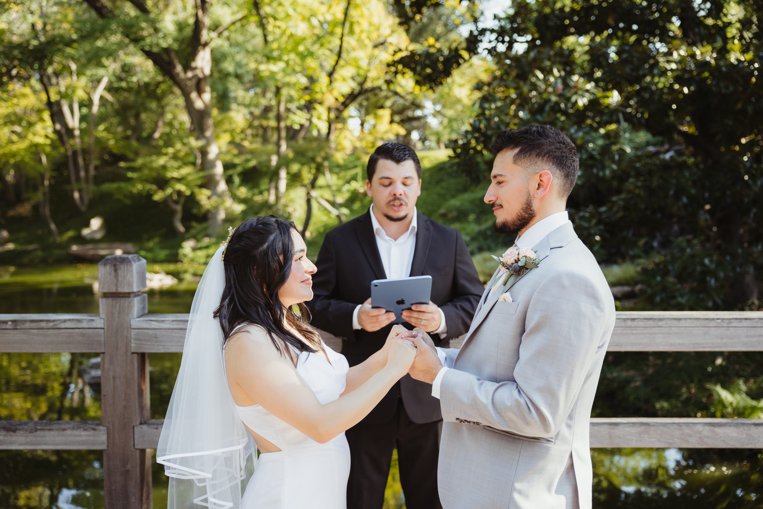 A small wedding at Fort Worth Botanic Garden in Texas.